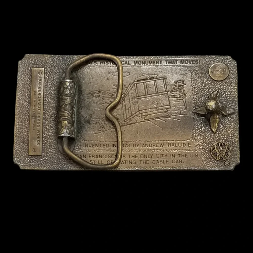 Vintage 1976 Bergamot Brass Works San‎ Francisco Cable Car Belt Buckle USA Made